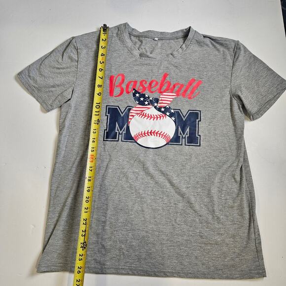 Baseball Mom Tee Patriotic American Flag Red White and Blue Home Run Sports XL - Picture 5 of 7